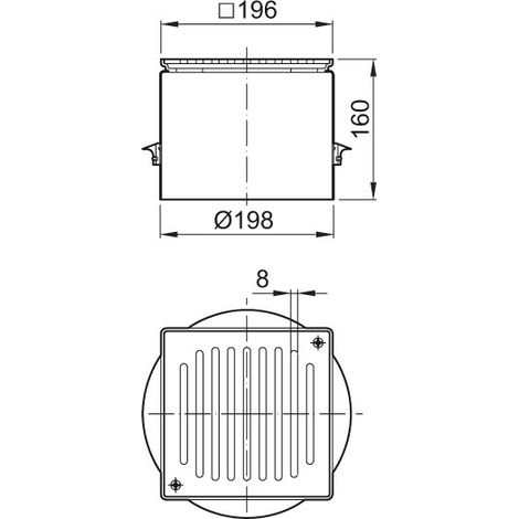 ACO Aufsatzstück Variant-CR 196x196/K3/V2A/Schlitzrost verschraubt, 9519.40.89
