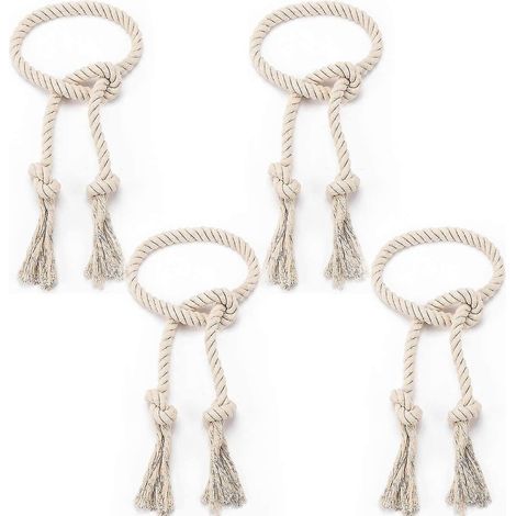 Lot de 4 embrasses de rideaux en coton naturel, cordelette pour rideaux (1/5)