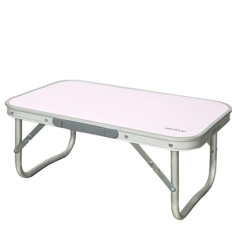 Table basse pliante, 56x34x24 cm, Couleur mauve, Structure en aluminium, Plateau en bois MDF, Supporte 30 kg, Léger, Poignée de transport pratique, Tables de camping, de plage et de jardin (1/5)