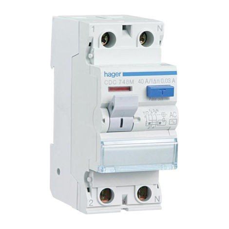 Interruptor diferencial 2P 40A 30 mA AC RESIDENCIAL Hager CDC748M (1/2)