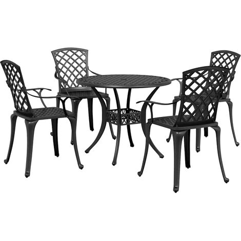 Ensemble à manger de jardin 5 pcs-Salon de jardin noir aluminium coulé 544622 (1/5)