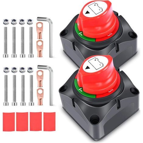 Coupe-batterie 12 V, interrupteur principal de batterie 12 V/24 V/48 V 275 A, interrupteur de batterie 12 V, étanche, pour bateau, moto, yacht, voiture, RV, ATV UTV(2pcs) (1/5)