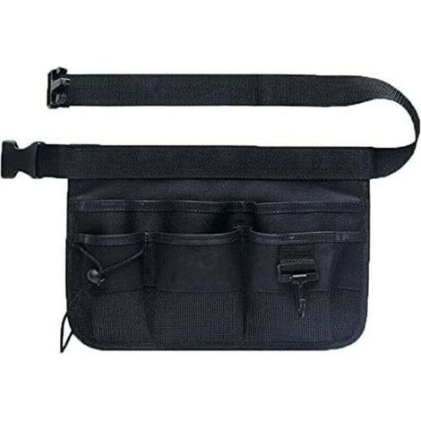 1x Ceintures porte-outils en Tissu Oxford, Pochette/Sacoches à Outils avec Multiples Poches, Ceinture Ajustable, Pour Jardin, Cour, Ferme et l'entrepôt, Noir, 34 23cm (1/4)