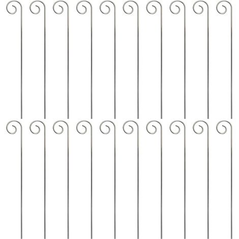 Lot de 20 crochets argentés pour étiquettes de plantes de jardin supports d étiquettes piquets crochets déformés antirouille 20 cm (1/5)