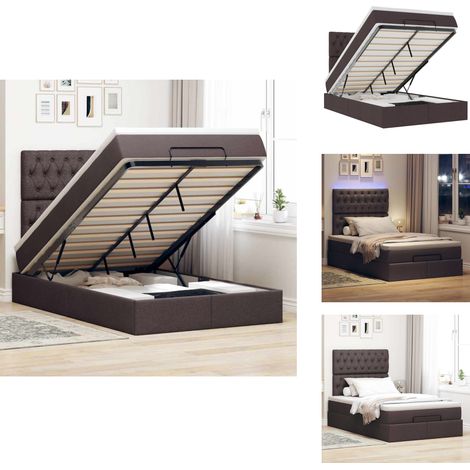Cadre de lit ottoman avec matelas marron foncé 120x190 cm tissu - Cadre De Lit Ottoman - Cadres De Lit Ottomans - Cadre De Lit - Cadre De Lit Avec Rangement (1/5)