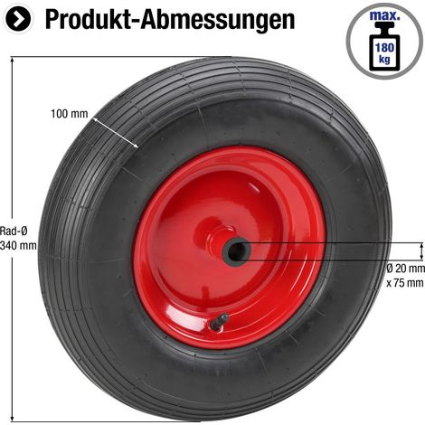 Metafranc Luftrad Ø 340 mm - Stahl-Felge - Typ 3.50 - 6 - 180 kg Tragkraft - Gleitlager
