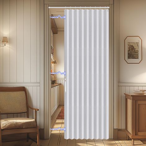 Rideau de Porte magnétique 100% occultant – Invisible, pour Porte de Chambre à Coucher et Salon (Blanc, 106,7 x 198,1 cm (l x L), 1 Panneau) (1/5)
