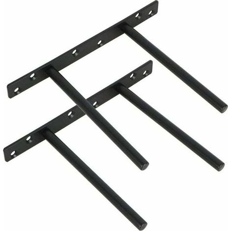 Lot de 2 Support pour Étagère Flottante Invisible Support en Métal pour Tablette Flottante en Bois Dissimulé à Fixation Murale, Finition Noire Mate en Acier Inoxydable, 2 Pcs (1/4)