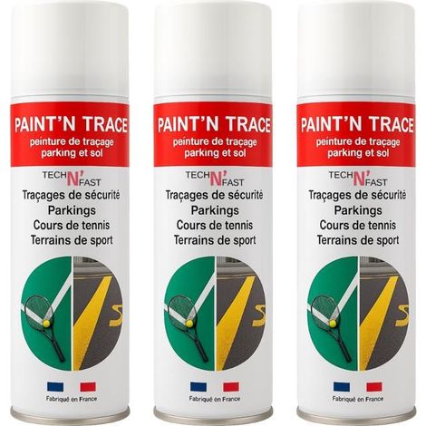 TECH N'FAST Bombe peinture marquage sol rouge 3x500 ml - aérosol professionnel traçage