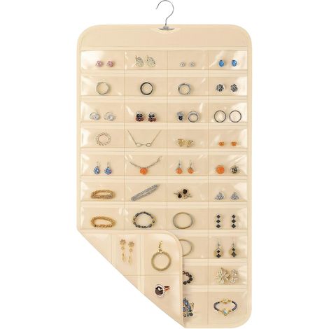 Organisateur Bijoux Suspension - 80 Poches Transparentes - Pour Armoire Porte Mur - Voyage et Rangement Accessoires - 1 Pièce (1/5)