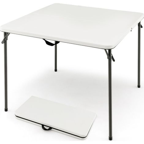 Tavolo da campeggio pieghevole 86 x 86 x 73 cm leggero resistente alle intemperie stile moderno HDPE bianco 200013916