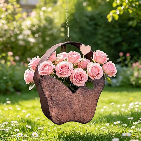 Metal Hanging Flower Pot Outdoor Decoration Butterfly Flower Pot Wall Window Garden Patio Flower Pot Gift for Garden Lovers (1/5)