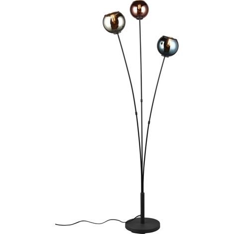 Lampada da terra 3 luci, metallo e vetro, multicolor effetto fumé, H 150 cm, Sheldon (1/3)