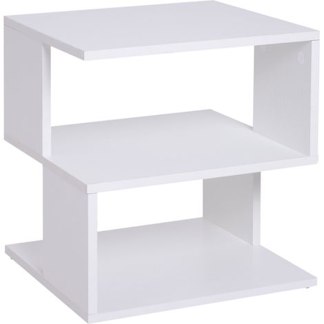 Tavolino da Caffè 2 Ripiani Design Moderno Legno Bianco 40x40x43 cm (1/5)