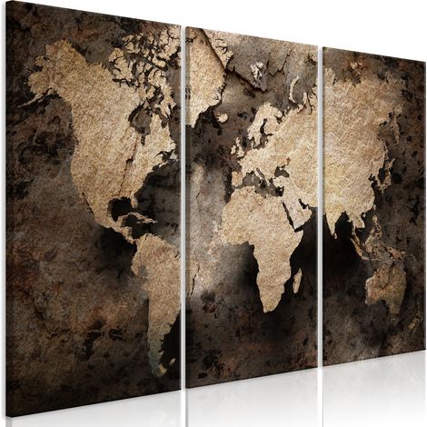 Tableau Carte En Grès (3 Parties) - 120 x 80 cm (1/3)