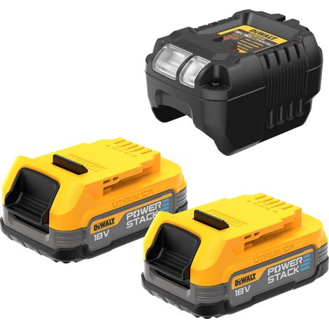 Dewalt DCB1102E2-GB 2 x 1.7Ah 18V Powerstack Li-Ion Batteries and Compact Charger Kit