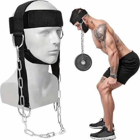 Harnais de cou de fitness ajustable pour le renforcement musculaire et le soulagement des douleurs cervicales, idéal pour l'entraînement de force des athlètes. (1/5)