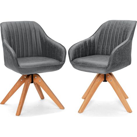 Set of 2 360° Swivel Accent Chair Ergonomic Leisure Armchair Padded Lounger Seat