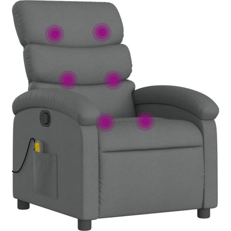 Massagesessel mit Vibrationsfunktion und manueller Liegefunktion, dunkelgrau Stoff (1/5)