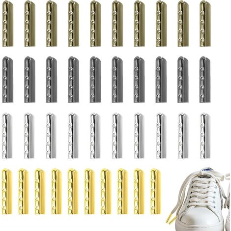 Lot De 40 Pointes De Lacets Aglets En Métal, Embouts De Rechange,Extrémités De Cordon En Alliage, Têtes De Remplacement En Métal, Pour Chaussures De Sport, Sweats À Capuche Et Pantalons 4 Couleurs