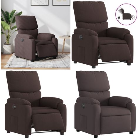 Fauteuil inclinable électrique Marron foncé Tissu - Fauteuil Inclinable Électrique - Chaise Relaxante - Fauteuil Ergonomique - Fauteuil Cuir - Fauteuil Design - Home & Living