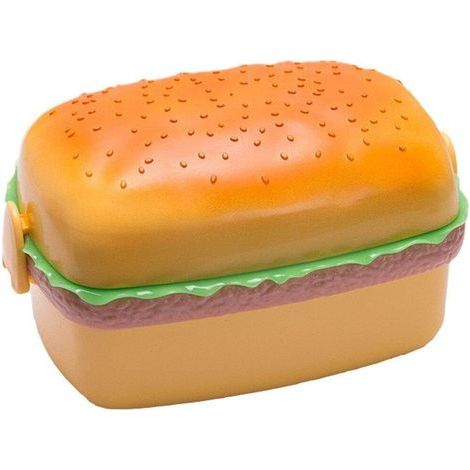 Boîte à Bento, Boîte à Lunch mit Hamburger-Dessin-Animé, Boîte à Lunch Hamburger Mignonne, Mini Boîte à Lunch, Ensemble de Vaisselle für Boîte à Lunch Scolaire für Kinder – rechteckig (1/5)