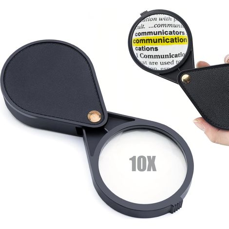 Loupe de Poche Portable, Loupe de Lecture en Cuir PU, Portable Senior Eye Ring Loupe avec Lentille de 6,5 cm de Diamètre pour Bijoux Roches Pièces de Monnaie Montres et Antiquités (1/5)