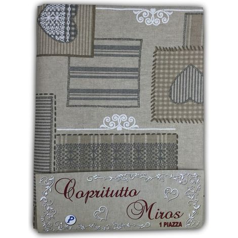 TELO ARREDO COPRITUTTO GRAN FOULARD COPRILETTO COPRIDIVANO TESSUTO BRASSERIE BEIGE 1 PIAZZA
