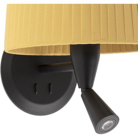 SAMBA Aplique de pared con lector negra/encintada amarilla 64309-36 (1/3)