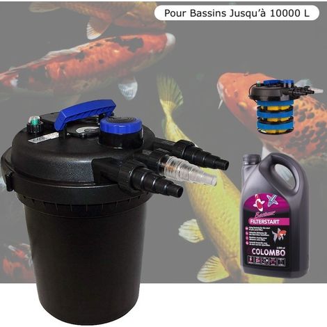 Filtre Bassins De Jardin Sous Pression, UV 11W, + Bactéries 2500 ml Jusqu'à 10000 Litres (1/5)