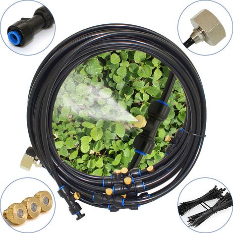 Kit d'irrigation système de brumisation, système d'irrigation de brumisateur extérieur 12M (1/5)