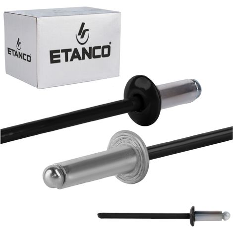 Rivets ouverts en aluminium 3,2 x 8 mm RAL 9005 (1/5)