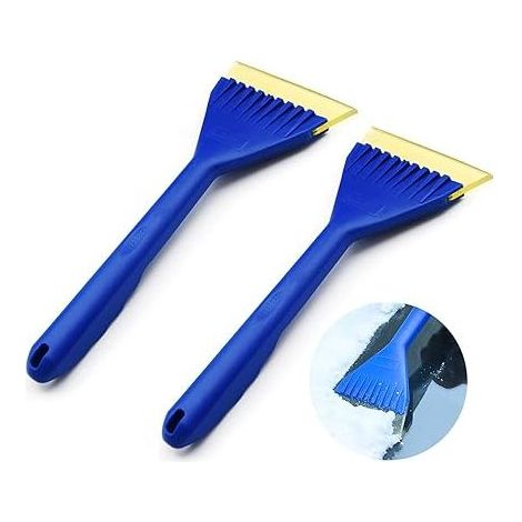 Juego de 2 piezas de rascadores de hielo para parabrisas de coche, escobilla de goma suave con mango de 30 cm para raspar agua y nieve (3313 cm) (1/3)