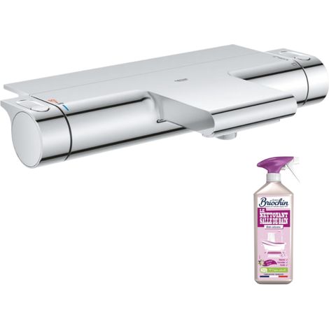 Grohe – Mitigeur thermostatique de baignoire – Finition chrome brillant – Technologie TurboStat pour régulation instantanée – Économie d'eau jusqu'à 50% (1/4)