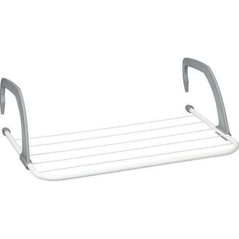 Relaxdays Séchoir à linge - Étendoir à suspendre pour radiateur et balcon, petit format, grande capacité d’étendage de 3 m, blanc, 50 cm de longueur (1/4)