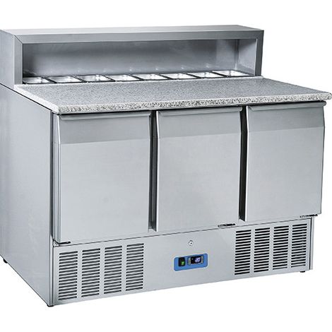 Table à pizza avec 3 portes GN 1/1, 8x GN 1/6 h 150 mm, +2°/+10°C 1365x700x1090 mm - VIRTUS (1/2)