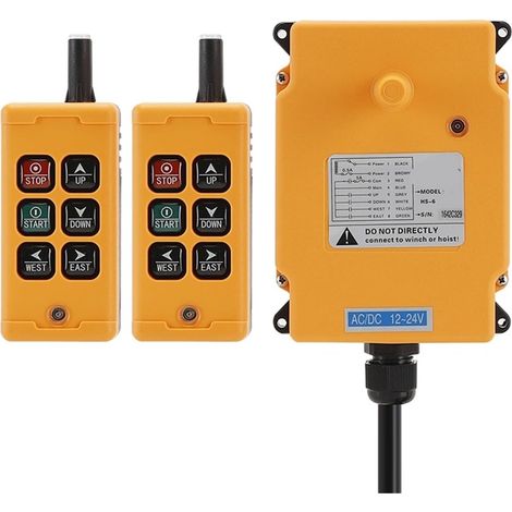 Système de contrôleur Radio de Grue de Levage à 6 canaux, télécommande Industrielle, 1 émetteur + 1 récepteur 12-24V(2Tx1R,AC) (1/5)