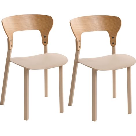 Set di 2 sedie da pranzo in gomma con struttura in legno beige chiaro Walden (1/5)
