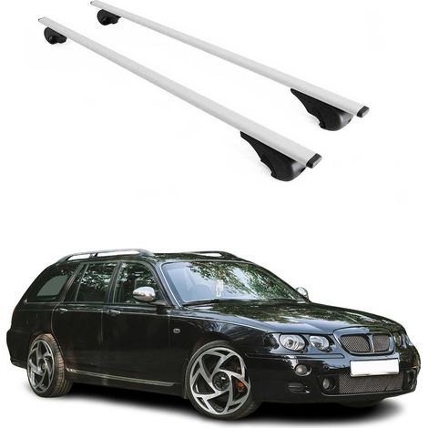 OMAC Barres de toit pour MG ZT-T Break 2001-2005 – TÜV / DIN 75302:2019 – Antivol inclus – Charge max 75 kg – 2 barres Argent (1/4)