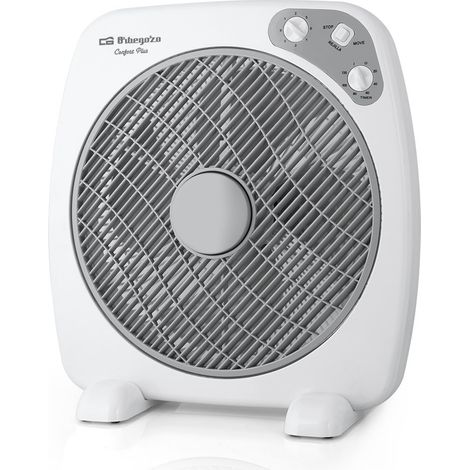 Orbegozo BF – Ventilatore Box Fan con funzione oscillante, dotato di: griglia rotante, 3 velocità, manico e timer Diametro elica 40 cm (1/4)