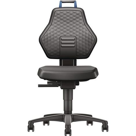 TECWERK Arbeitsdrehstuhl Rl.Kunstleder schwarz Grifffarbe blau 450-600mm TECWERK
