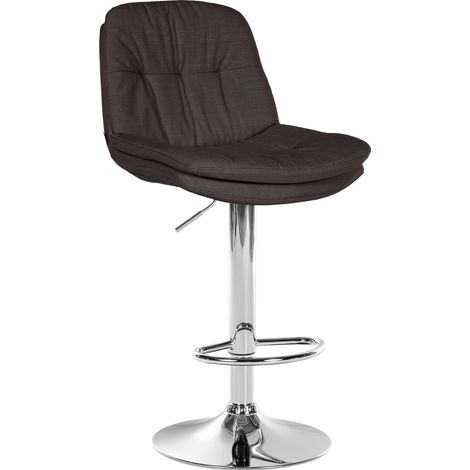 Sgabello alto x1 per cucina e bar con seduta in morbido tessuto grigio scuro e struttura in metallo cromato 100005699