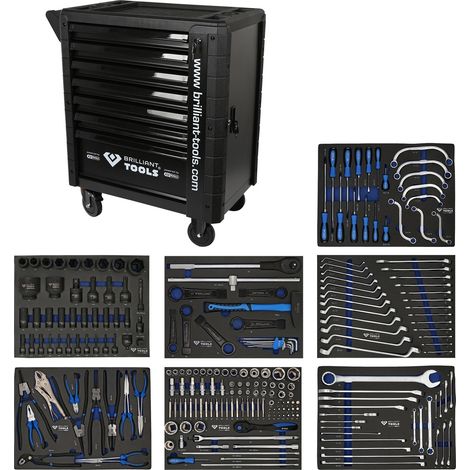 Brilliant Tools Werkstattwagen mit 7 Schubladen und 225 Werkzeugen, NFZ (1/5)