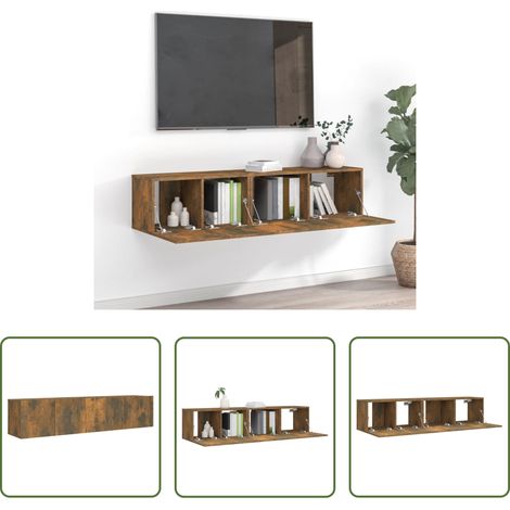 Meubles suspendus - Ensemble de meubles TV 2 pcs Chêne fumé Bois d'ingénierie (1/5)