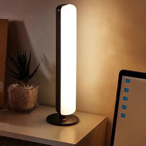 Lampe de chevet rechargeable avec commande vocale intelligente, veilleuse intégrée, 4 niveaux de luminosité, lampe de lecture de bureau à piles. (1/5)