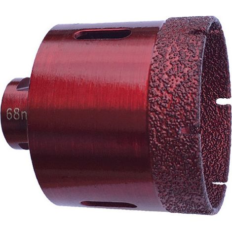 Diamwood Trépan Diamanté à Sec D. 68 mm avec Brasage Sous Vide - Filetage M14 - Hauteur 15 mm - Longueur 76 mm - 5 Segments - Pour Grès Cérame et Marbre (1/2)