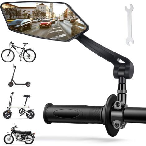 Rétroviseur trottinette électrique HD grand angle – Antichoc et anti-éblouissant – Réglable 360° pour guidon 22-25 mm – Installation facile (1/5)