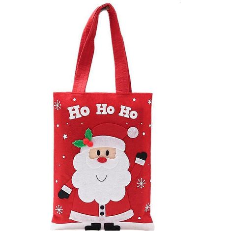 Sacs cadeaux de Noël, sacs fourre-tout portables à motifs de dessins animés pour bonbons et chocolats (rouge, motif Père Noël)-Red