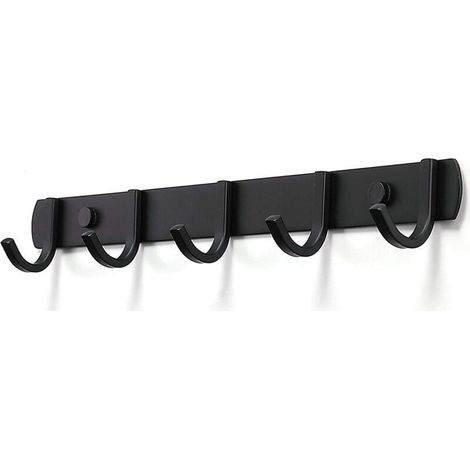 Wandgarderobe, Designer-Garderobenhaken aus Edelstahl, robuste Haken für Badezimmer, Schlafzimmer oder Büro, Schwarz (5 Haken)