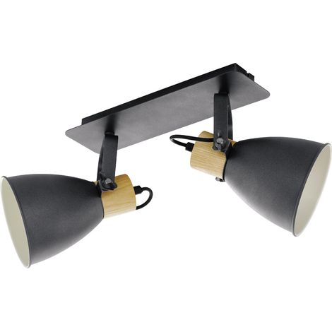 Eglo 2er Spot Coswarth anthrazit holz 48 x 14 x 24 cm E27 Deckenlampen & Kronleuchter